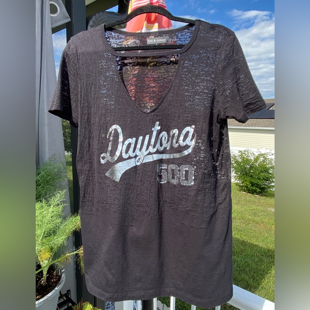 Daytona 500 Women’s Black Partially Sheer Tee Shirt